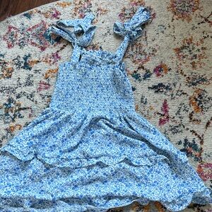 Amazon Blue Floral Casual Kids Dress